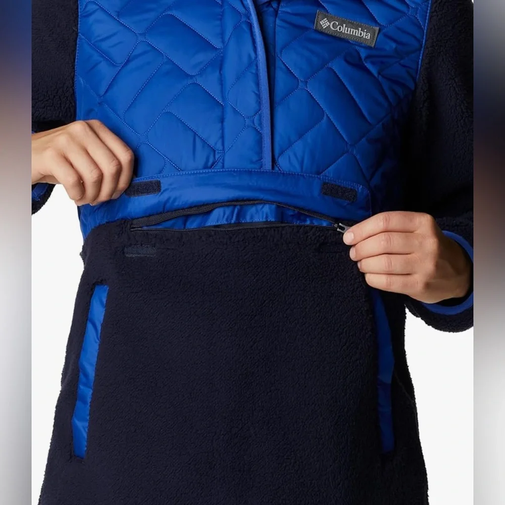 Columbia Women's Sweet View Fleece Hooded Pullover Lapis Blue Dark Nocturnal XL! - Picture 3 of 12